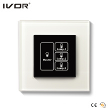 3 Gangs Lighting Switch Touch Panel with Master Control Glass Frame (HR1000-GL-L3M)